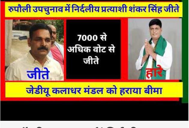 पूर्णिया के रूपौली में निर्दलीय राज, JDU और RJD दोनों साफ