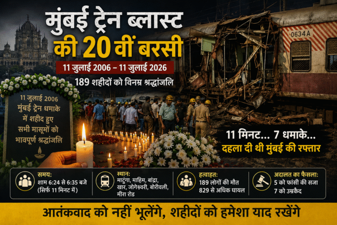 मुंबई ट्रेन ब्लास्ट की 20वीं बरसी: 11 मिनट के आतंकी हमले ने बदल दिया था देश का इतिहास, शहीदों को आज राष्ट्र का नमन