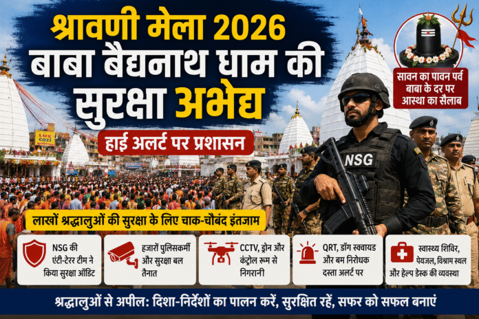 श्रावणी मेला 2026: बाबा बैद्यनाथ धाम की सुरक्षा अभेद्य, हाई अलर्ट पर प्रशासन